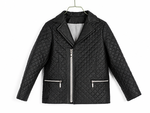 Veste matelassée en similicuir noir pour garçons, blazer tendance pour enfants, retour à l'école - Product Image 1