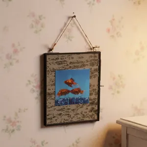 Artisan Design Brass/Glass Rectangle <b>Photo</b> <b>Frame</b> Black Vertical Design with Rope Hanger Decorative Wall Art for Home Interior - Product Image 2