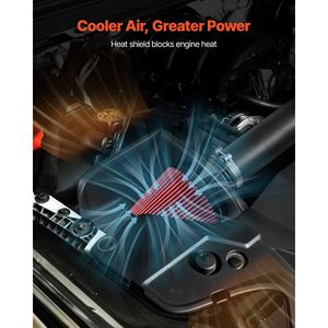 Système d'admission d'air froid + kit de filtre à haut débit avec bouclier thermique pour Chevrolet Silverado/GMC Sierra 1500 4.8L/5.3L/6.2L 2009-2013, améliore - Product Image 4