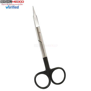 Juego de 2 tijeras quirúrgicas manuales de precisión de acero inoxidable curvadas y rectas de 5 pulgadas, marca Goldman Fox, con certificación CE, para eliminación de verrugas cutáneas - Product Image 4