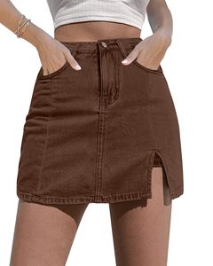 Women <b>Stretch</b> <b>Denim</b> Skort Mini Skirt High Waist Side Slit Jean Shorts Fashion Wholesale Supplier - Product Image 1