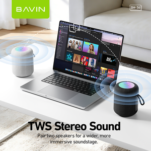 Altavoz Inalámbrico BAVIN BM36 con Iluminación RGB, BT5.3, TWS Estéreo, Batería de 1800 mAh, con Correa - Product Image 6