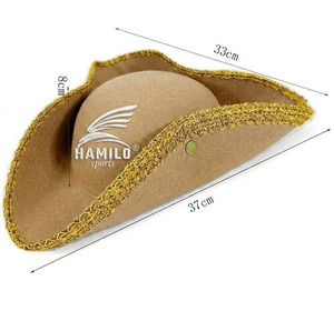Nouveauté Chapeau de cowboy français en feutre de laine de haute qualité pour hommes, noir, tricorne, chapeau triangulaire, chapeau de garde d'honneur, chapeau Napoléon - Product Image 6