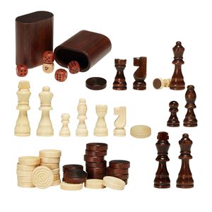 Table de jeu combinée de luxe en bois de 18 pouces, 3-en-1 (Échecs, Dames, Backgammon), personnalisable pour le divertissement à domicile - Product Image 1