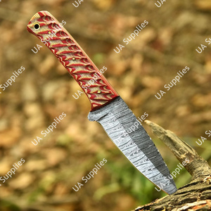 Couteau de chasse/skinner à lame fixe en acier Damas de qualité industrielle, personnalisable, avec manche en bois Pakka, pour le camping en extérieur, vente en gros OEM/ODM - Product Image 2