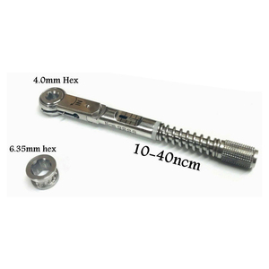 Dental <b>Torque</b> Wrench 4.0mm Hex 6.35mm Hex 10-40ncm Knurled Grip Silver Manual Surgical Instrument Class I - Product Image 1