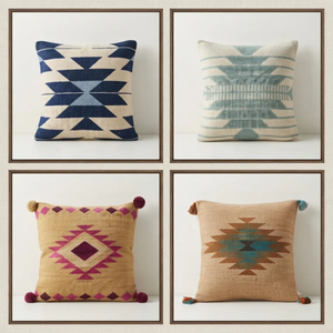 Fundas de Almohada Rústicas Estilo Suroeste, Juego de 4 Piezas, Lana, Yute, Algodón, Cojines Boho Tribales, Decoración Rústica para Sofá - Product Image 6