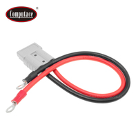Conector de Repuesto de Alta Corriente 50A, Rojo/Negro, Cobre Desnudo, Terminal Tipo O M8, Aislamiento de PVC, 300mm, para Batería de Coche DC, Conexión Rápida
