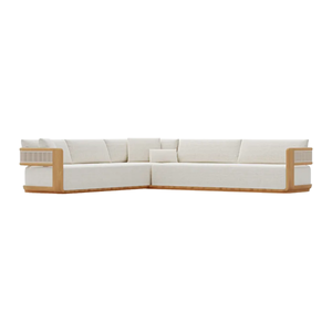 Luxury <b>Teak</b> <b>Wood</b> Outdoor Sofa Set with Cream Cushions Modern Garden Patio <b>Furniture</b> for Villa Resort and Coastal Living - Product Image 3