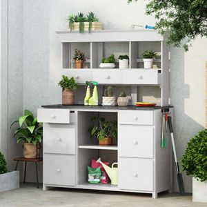 Tavolo da Giardinaggio Rustico ed Elegante con Cassetti Multipli e Ripiani per un Comodo Stoccaggio - Product Image 1