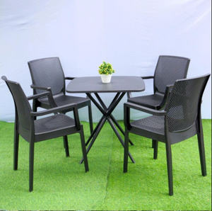 <b>Black</b> Solid Molded Square Mesh Plastic Chair with Modern Design for <b>Garden</b> & Outdoor Use-Comfortable, Waterproof, Durable - Product Image 1