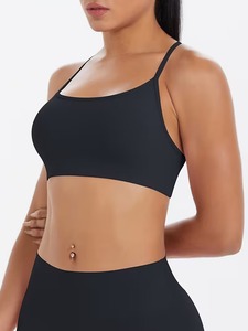 Criss Cross Back Sports <b>Bra</b> Women Strappy Yoga Crop Top <b>Open</b> Back Padded Gym Workout Fitness Activewear Camisole Tank - Product Image 3