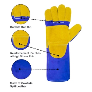Guantes de Seguridad de Cuero Vacuno de Palma Completa con Logotipo Personalizado, Nuevo Diseño, Resistentes a la Abrasión y al Fuego, para Barbacoa - Product Image 5