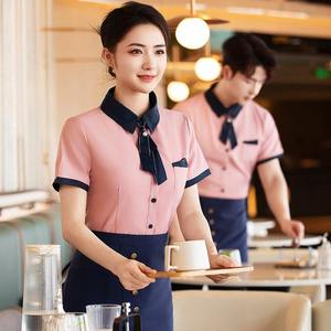 เสื้อยูนิฟอร์มแขนสั้นสำหรับร้านอาหาร โรงแรม พนักงานเสิร์ฟ ร้านเบเกอรี่ บาริสต้า ร้านกาแฟ ร้านชานม - Product Image 4