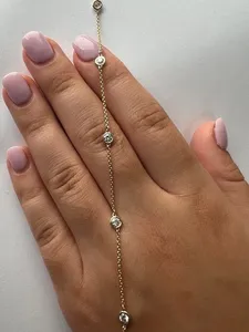 สร้อยข้อมือเทนนิสคลาสสิกประดับมอสซาไนต์ทรงสวยงาม เงินแท้ 925 ชุบทองคำขาว 14K สายปรับได้ เหมาะสำหรับทั้งชายและหญิง - Product Image 4