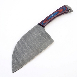 Cuchillo de carnicero ambidiestro hecho a mano de acero de Damasco con mango de madera y bolster, para cocina, cortar carne y huesos, directo de fábrica - Product Image 2
