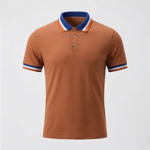 Chemises polo pour hommes grande taille, respirantes, en coton, à rayures unies, style streetwear décontracté, haut en jersey à trois boutons - Product Image 1
