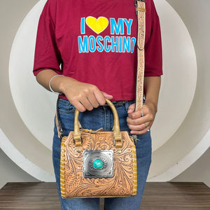Bolsa de Viaje Multifuncional de Gran Capacidad, Diseño Floral, Cuero Repujado a Mano, Piel de Vacuno Genuina, Mini Bolsa de Viaje para Mujer - Product Image 4