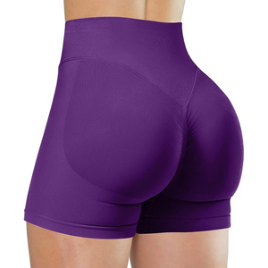 Shorts Deportivos de Cintura Alta Color Morado, Sin Costuras, para Mujer, para Gimnasio, Fitness, Atletismo, Running, Voleibol y Ciclismo - Product Image 1
