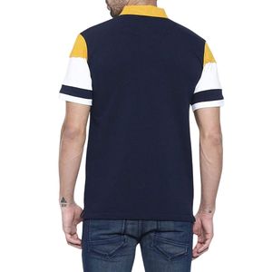 Polo para Hombre, Color Azul Marino y Amarillo, Cuello con Bloques de Color, Manga Corta, Ropa Deportiva Casual para Golf y Tenis, Uniforme de Equipo, Venta al Por Mayor - Product Image 6