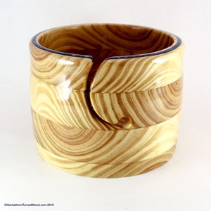 Wooden Yarn <b>Bowl</b> Round Simple Design Hand <b>Knitting</b> Crochet Holder with Cutout Feature - Product Image 4