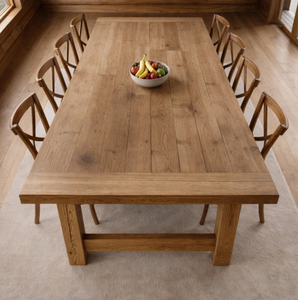 Ensemble de table et chaises en bois de manguier massif au design moderne pour salle à manger, idéal pour les écoles, les salons, l'usage commercial et domestique - Product Image 2