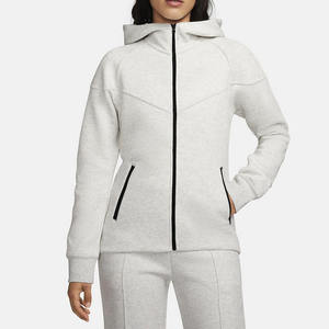 Vente en gros de sweats à capuche zippés pour femmes, personnalisables, vierges, en molleton épais, à épaules tombantes, noirs, coupe courte, de haute qualité - Product Image 1