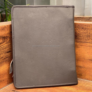 <b>A4</b> Business Padfolio Hand Tooled Leather File Organizer <b>Portfolio</b> Document Folder Multipocket Conference Folder with Ring Binder - Product Image 5