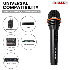 Microphone dynamique 5 cœurs pour karaoké et studio - XLR portable avec construction en métal et plastique - Série E-54 PLUS - Product Image 1