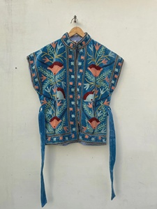 Nitin Exports <b>Velvet</b> Suzani Embroidered Vest Boho Festival Floral Waistcoat Handmade Ethnic <b>Jacket</b> Sleeveless Bohemian Layer - Product Image 1