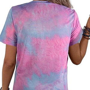 Camiseta Tie Dye con Ribete en Contraste, Última Moda, Nuevo Diseño, Ropa Urbana, Logotipo Personalizado, Camiseta Tie Dye para Mujer - Product Image 5