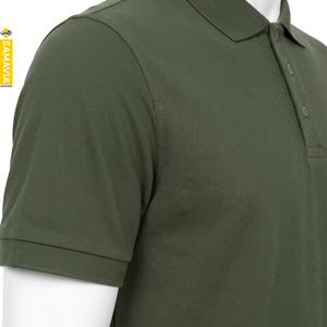 SAMAVIA <b>Men's</b> Short Sleeve <b>Polo</b> <b>Shirt</b> Solid Olive <b>Green</b> Cotton Pique Casual Knitted Regular Fit Breathable Design - Product Image 5
