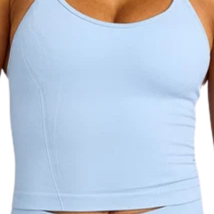 Camiseta sin mangas ligera para mujer, informal, con cuello redondo, elástica, cómoda, para verano, fitness, gimnasio, correr, entrenamiento - Product Image 3