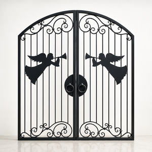 Portail de jardin rond classique en fer galvanisé à chaud avec ornements anges, finition antirouille pour usage extérieur - Product Image 1