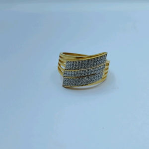 Elegant 22K Gold <b>Mens</b> <b>Ring</b> with Triple Diamond Layer Curved Design Stylish Heavy Finger <b>Ring</b> Luxury Jewellery - Product Image 1