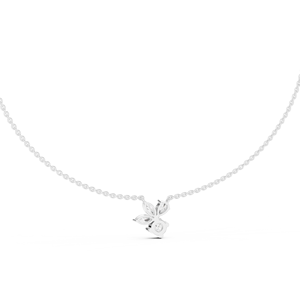 Collar de Oro Blanco de 14K con Diamantes Cultivados en Laboratorio, Diseño Floral para Mujer, Collar Minimalista con Dijes de Flores con Piedras Marquise y Redondas - Product Image 5