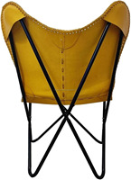 Chaise de loisirs pliable en forme de papillon avec pieds en métal robustes en cuir véritable, design élégant pour chambre à coucher, appartement et utilisation en extérieur