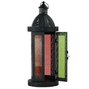 Farol Colgante de Hierro y Vidrio, Estilo Marroquí, para Velas, Decoración Navideña para el Hogar y Jardín, Superventas - Product Image 1
