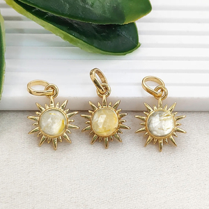 Colgante Redondo con Forma de Sol de Rutilo Dorado, Chapado en Oro, con Engaste, 6mm, para Joyería - Product Image 1