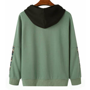 เสื้อฮู้ดโอเวอร์ไซส์แบบยูนิเซ็กซ์ สีเขียว แขนเสื้อแบบแพทช์เวิร์ค ผ้าถักลำลอง สำหรับใส่ในฤดูใบไม้ร่วง - Product Image 2