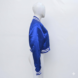 Custom OEM <b>Women</b> Short Baseball <b>Jacket</b> <b>Quilted</b> Lined Letterman Outerwear - Product Image 4