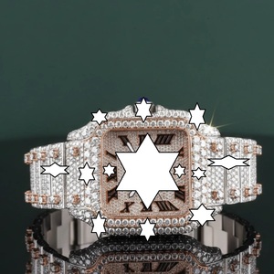 Reloj de Oro Rosa con Incrustaciones de Diamantes, Números Romanos Azules, Cuadrado, Mecánico, para Hombre, Estilo Hip Hop de Lujo, con Moissanita - Product Image 5