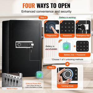 Cassaforte ignifuga a porta singola da 4,0 piedi cubi con serratura a chiave e lettore di impronte digitali, luce LED e portachiavi - Categoria prodotto: Serrature - Product Image 3