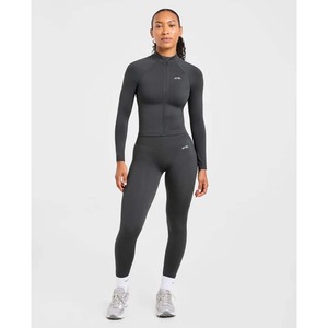 Women Red Full Length Yoga Jumpsuit High Waist Long Sleeve Zipper Tummy Control <b>Shapewear</b> <b>Bodysuit</b> - Product Image 3