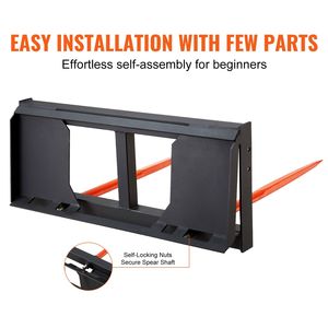 Forca per balle di fieno da 49 pollici, capacità di carico 3000 libbre, attacco rapido, 2 pezzi, accessorio per minipale, macchinari edili - Product Image 5