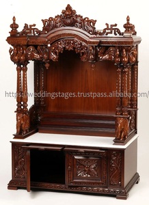 Large Designer Hand Carved <b>Mandir</b> for Home Buy Heavy Carved Teak Wood <b>Mandir</b> for Home Walnut Finish Carved <b>Mandir</b> for Home Sale - Product Image 5