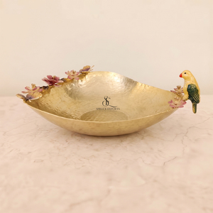 Frutero de Metal Dorado con Diseño de Pájaro Martillado, Elegante Centro de Mesa Floral Decorativo para el Hogar y Regalos de Lujo - Product Image 1