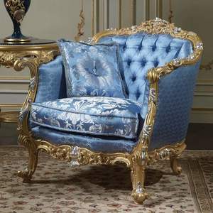 Juego de Sofás Seccionales en Forma de L de Madera Sólida con Detalles Tallados en Oro, Diseño Ecológico para Sala de Estar y Uso en Hoteles - Product Image 5