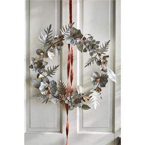 Luxury Gold Metal Wreath Handmade Iron Oak Leaf Garland Chiffon <b>Ribbon</b> Bow Front Door Sign Cottagecore Wall Decor - Product Image 2