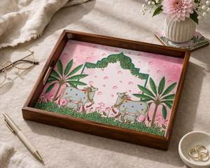 Elegant Handmade-Collection Wooden Printed Tray Unique Home Decor Storage Trays Idea for Food Serving Gift - Product Image 5